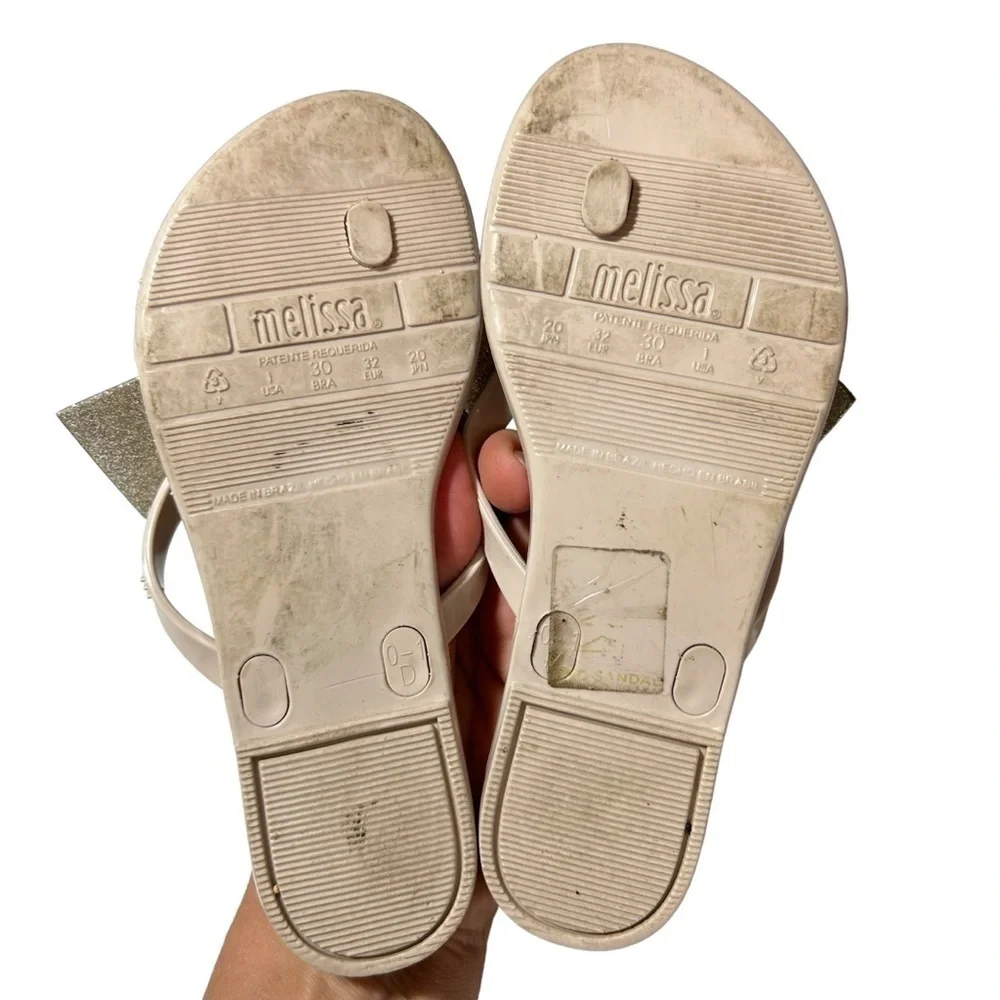 Mel Melissa Size 1 Kid Harmonic Bow III Sandal Beige Gold Glitter